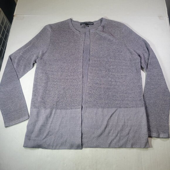Linda Allard Ellen Tracy Womens Gray 100% Silk Cardigan Sweater Size X - Picture 1 of 6